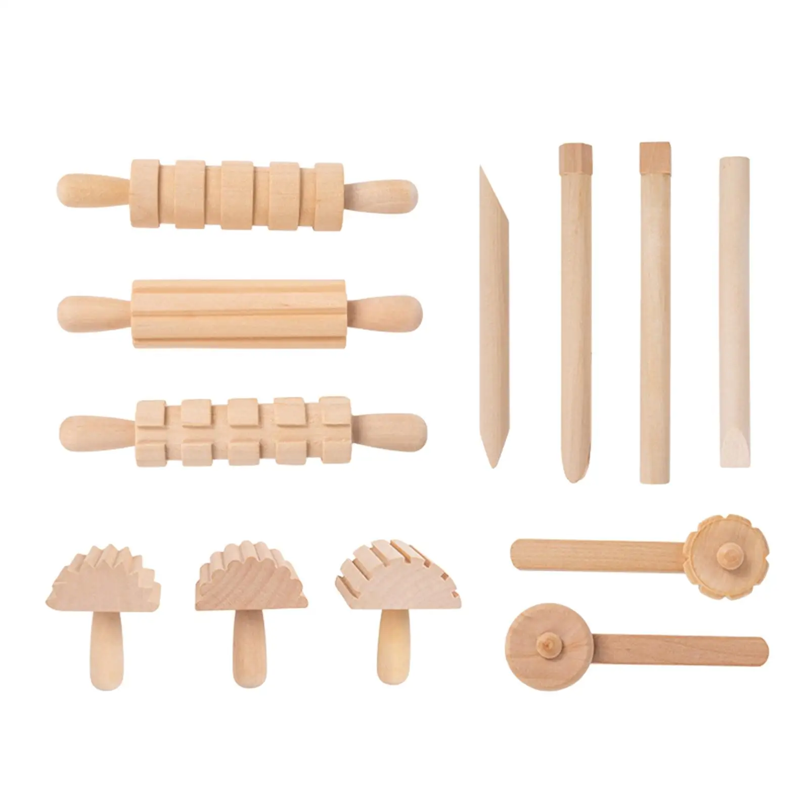 Wooden Tools Set, 12 Pieces Cookie DIY Handmade Baking Accessories  Ages 3 and up Pottery Tools for Birthday Gift Crafts