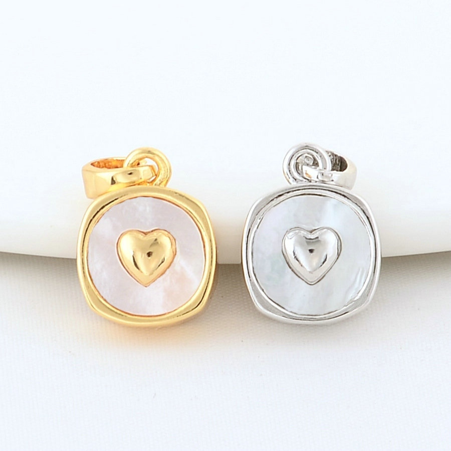 2PCS 10*13MM 11*18MM 14K Gold Farbe Messing mit Shell Tropfen Herz Charms anhänger Halskette Ohrringe Schmuck Machen Zubehör – Detail 1