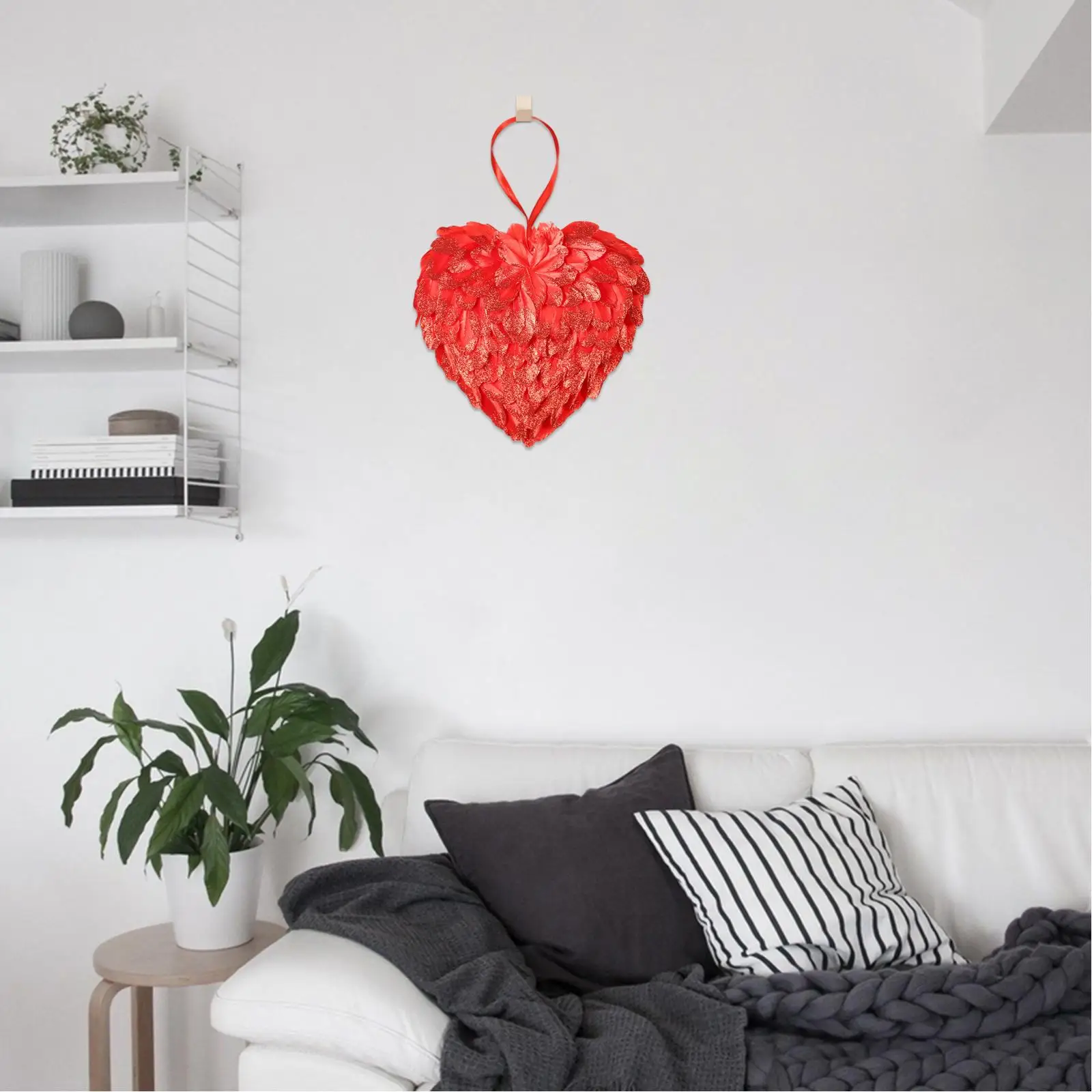  Feather Wreath  Hanging Heart Garland for Living Room Decor