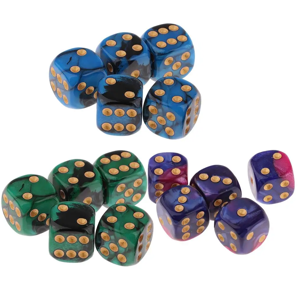 6-Sided , 5Pcs Translucent Colors for Board Games and Teaching Math  