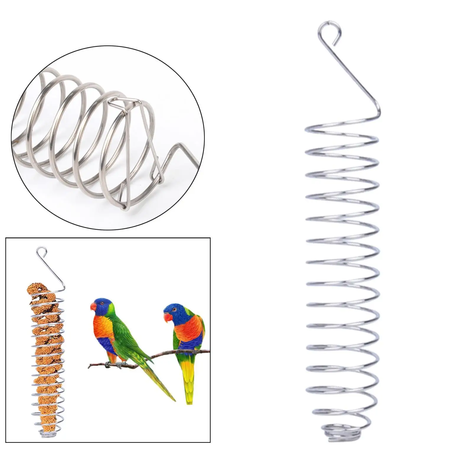 Birds Parrots Food Holder Birdcage Grain Wheat Treat Feeders Training Toy