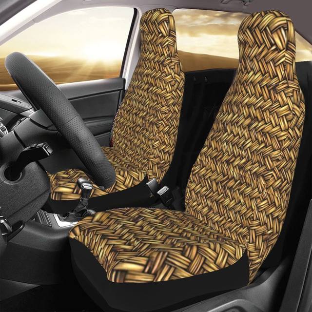 Golden Damask Pattern Car Seat Covers Pair, 2 Front Seat Covers, Car Seat Protector, Car Accessory, Seat store Cover For Car