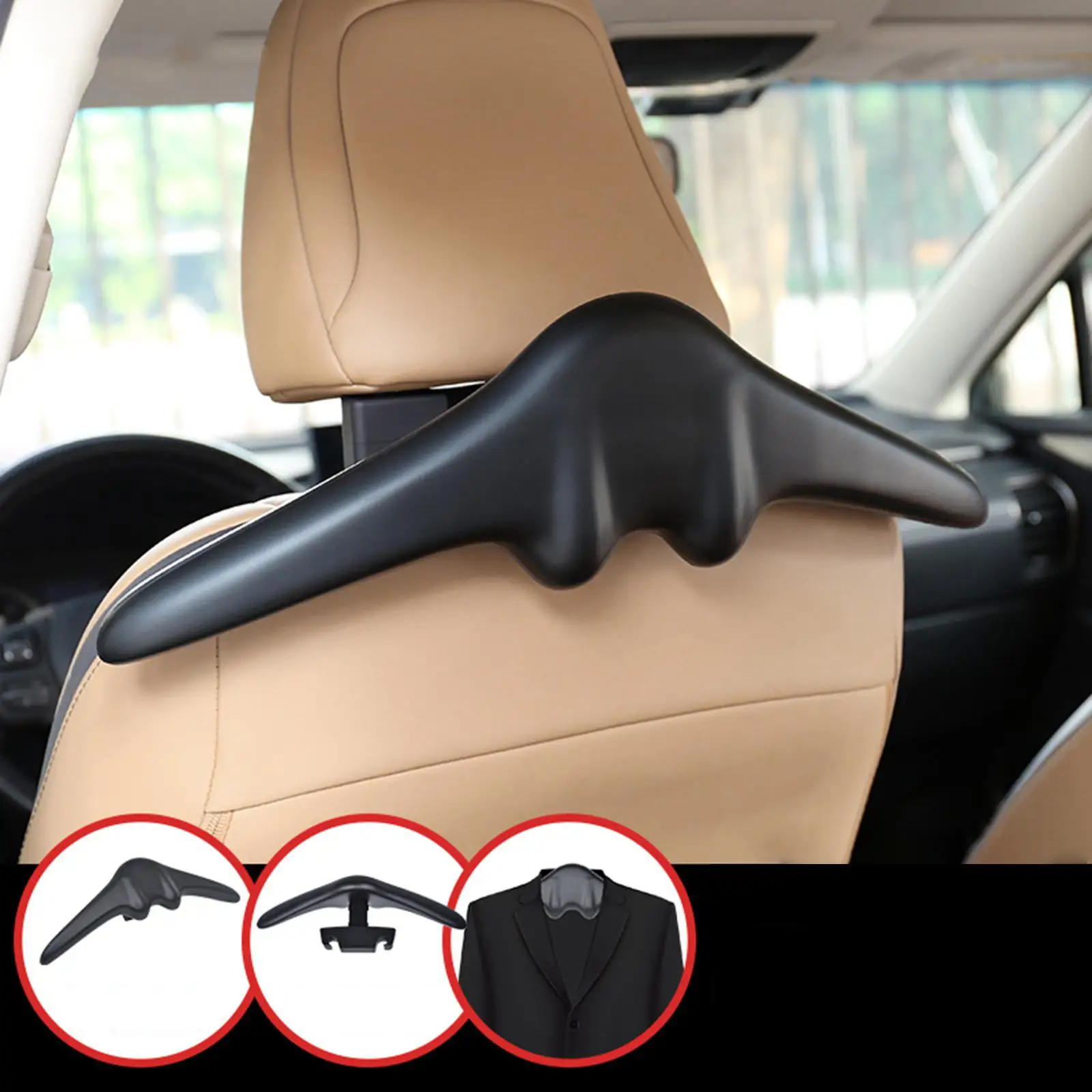 Car Coat Hangers Holder Handle Hanging Hook Portable Soft Headrest Clothes Hanger Fit for Household Bags Travel Storage Jacket