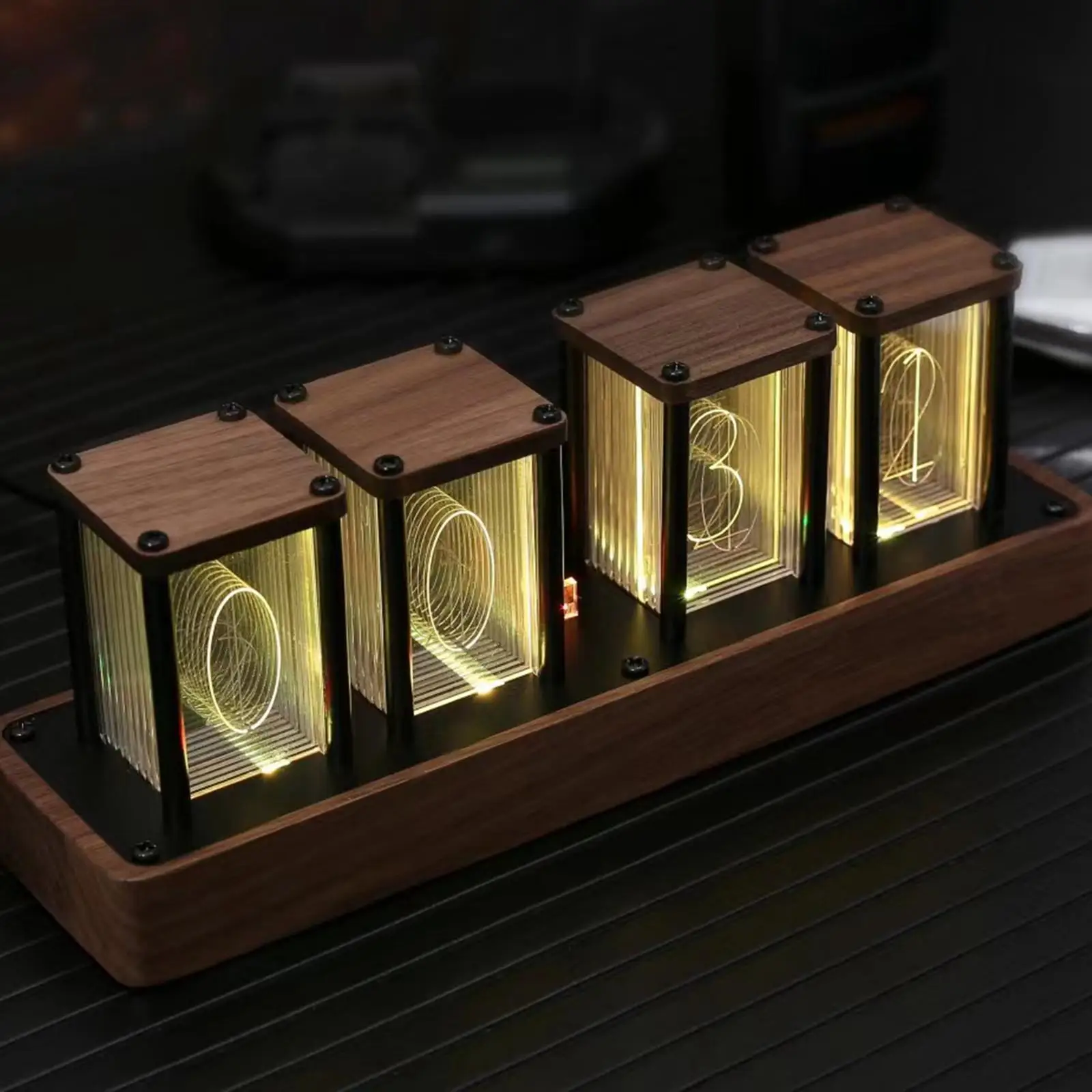 Colorful Nixie Tube Clock LED Desktop Clock Glow Tube Alarm Clock Decor