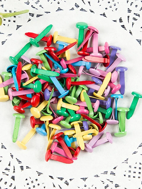 100pcs Home Office Split Pin Brad Fasteners Round Flower Heart Stamping  Multifunctional DIY For Paper Crafts Colorful Decorative - AliExpress