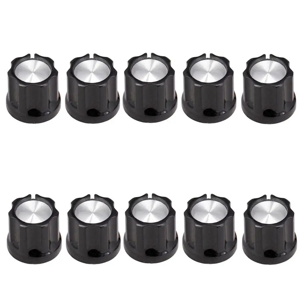 10x Guitar Bass  Control Knobs Cap Musical Instrument Accessory Black