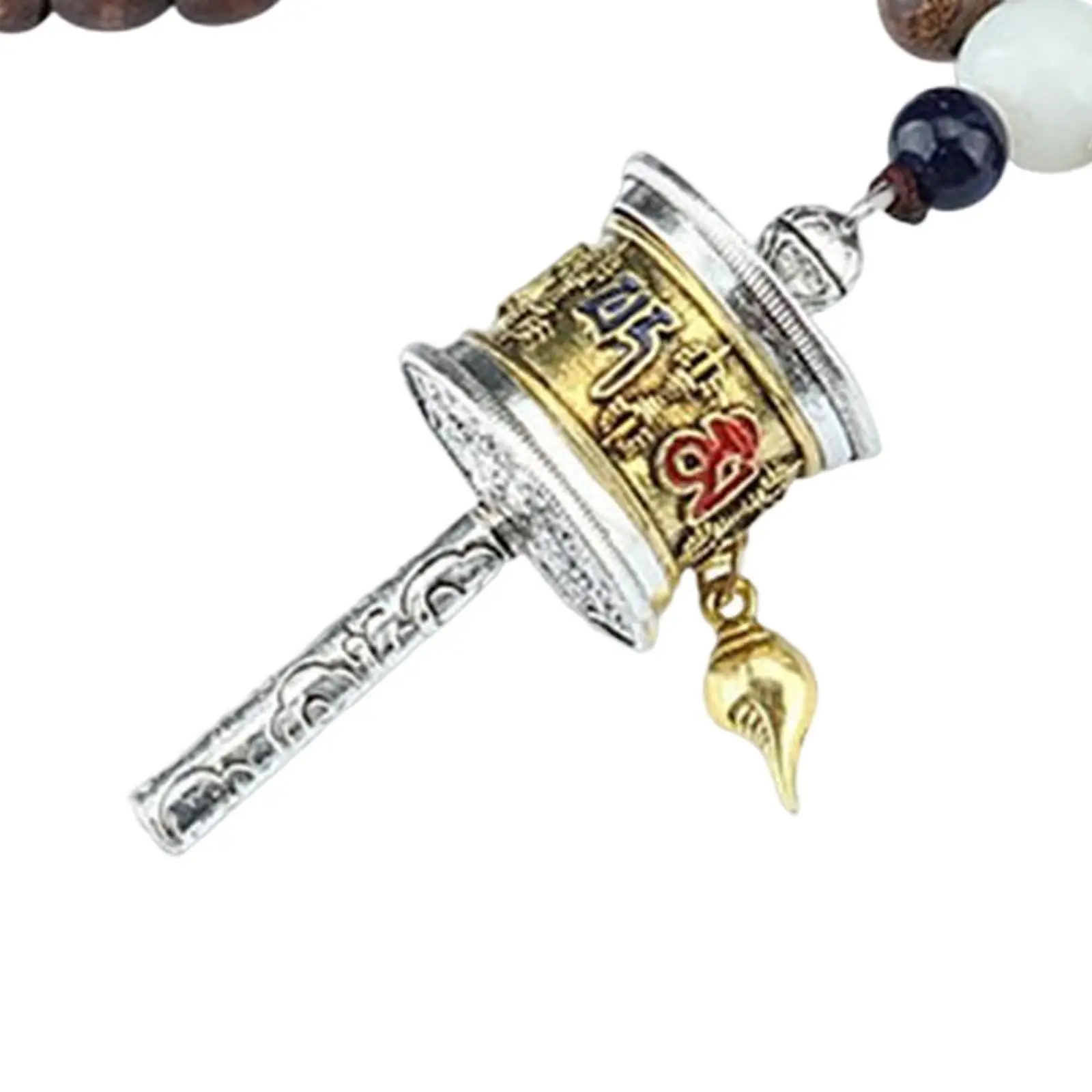 Tibetan Buddhist Long Pendant Necklace Prayer Mantra Wheel Charm Chains Jewelry Antique Wood Beads for Women Valentines Gift