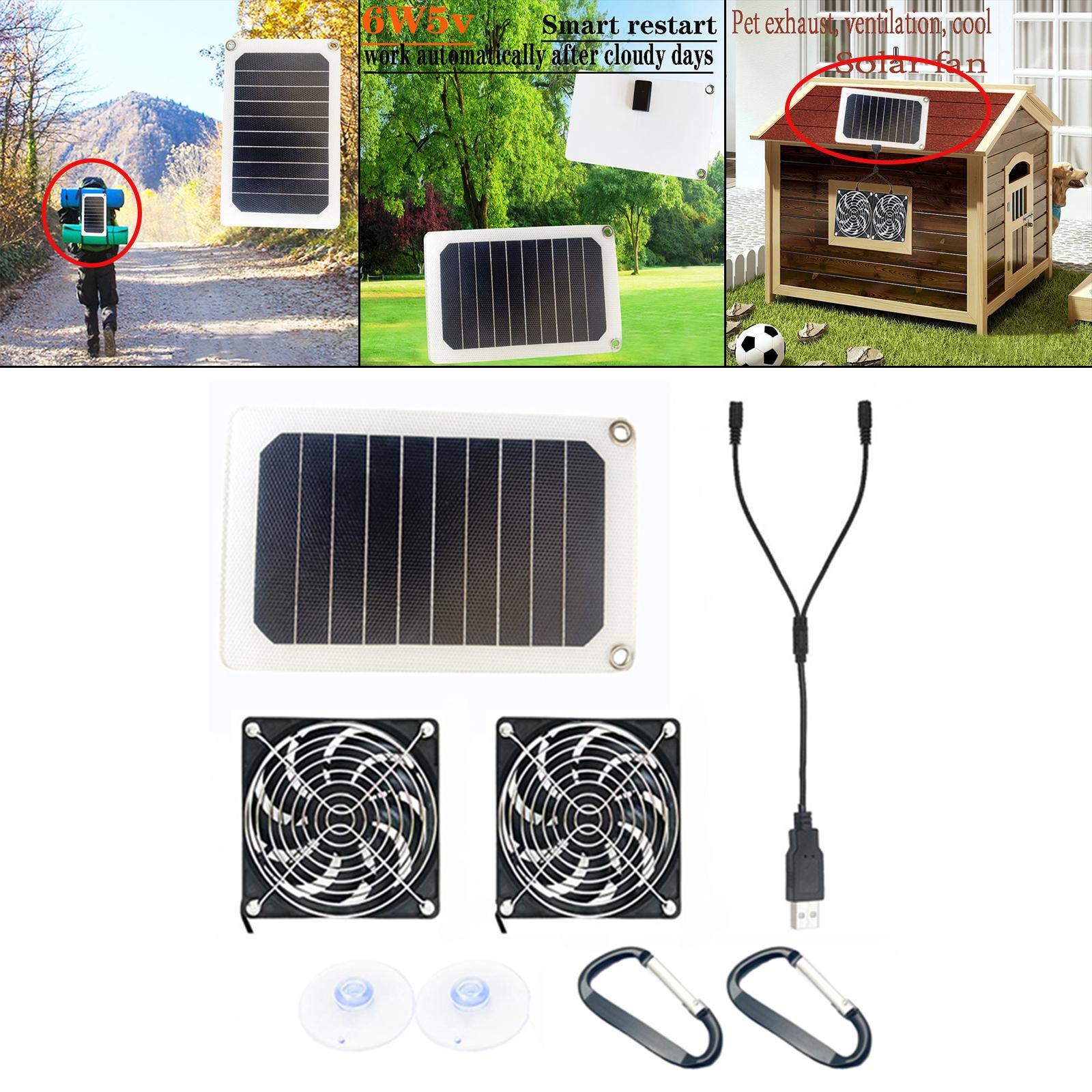 USB Solar Powered Exhaust Fan Solar Panel Fan Kit for Home Attic Pet Houses