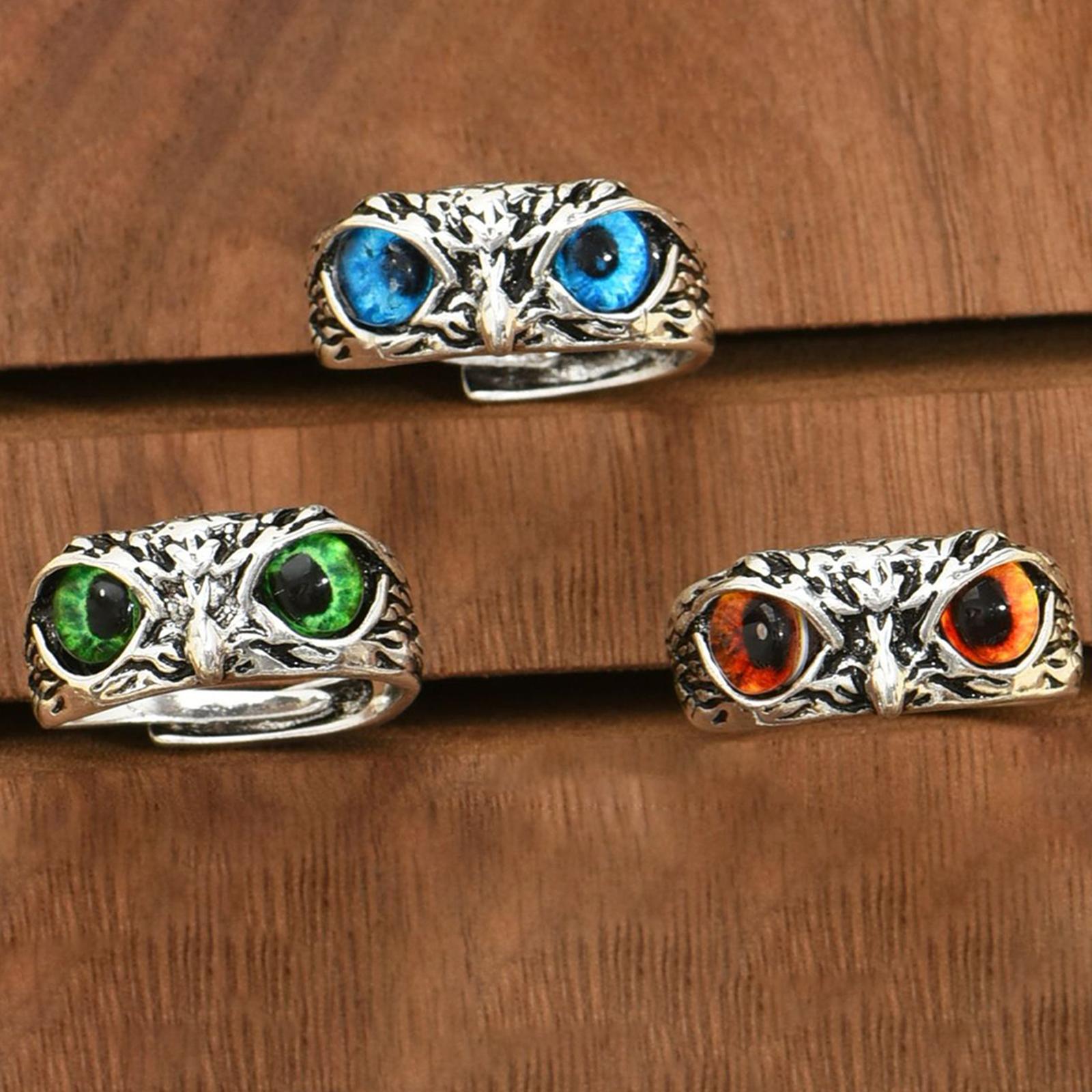 Punk Charming Fashion Owl Ring Adjustable Creative Jewelry Rock Gothic Hand Loop for Holidays Party Clubs Dance Parties Unisex