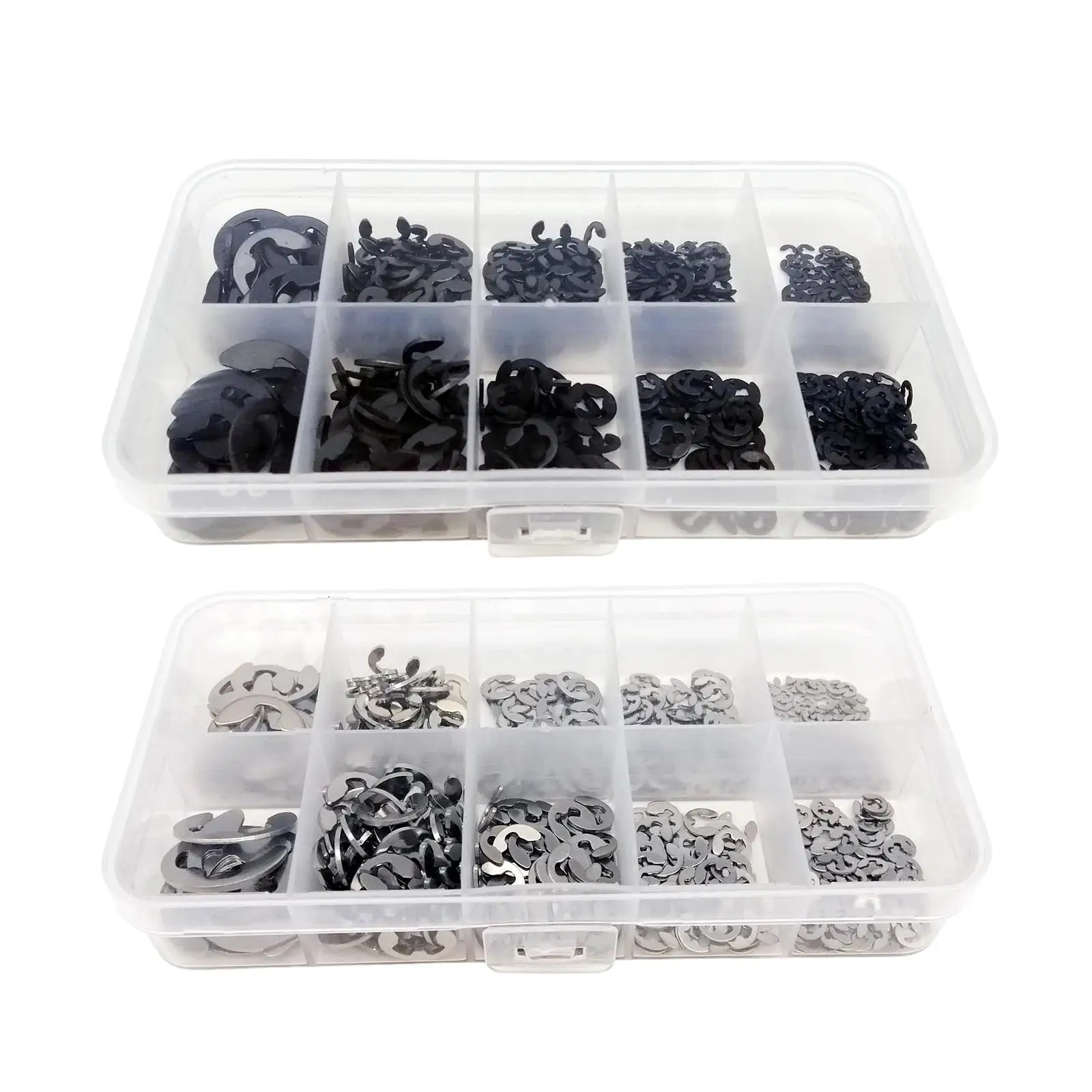 580 Pieces External Retaining Ring Sturdy Assortment Set E Shaped Buckle Ring Opening Snap Ring Circlip Set Circlip Washer
