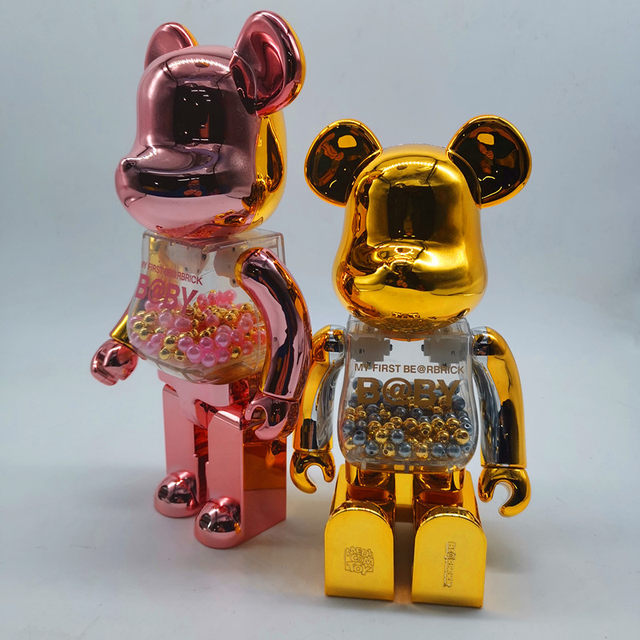 28cm Bearbrick 400% Plating Gold Pink Action Figure Block Bear Vinyl Model  Dolls - Action Figures - AliExpress