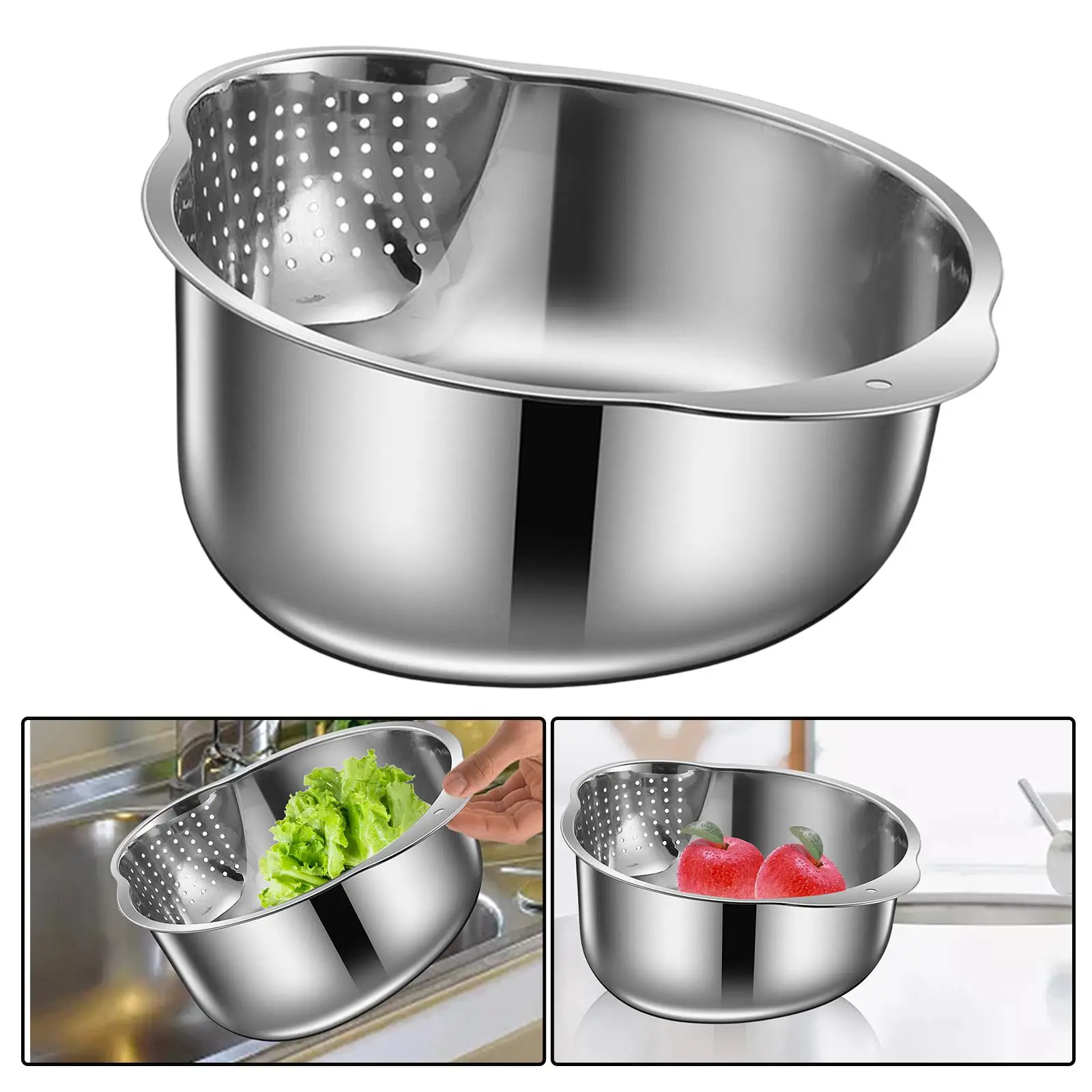 Drain Colander Rice Washer Strainer Bowl Kitchen Colander Strainer for Veggies Rice Meat