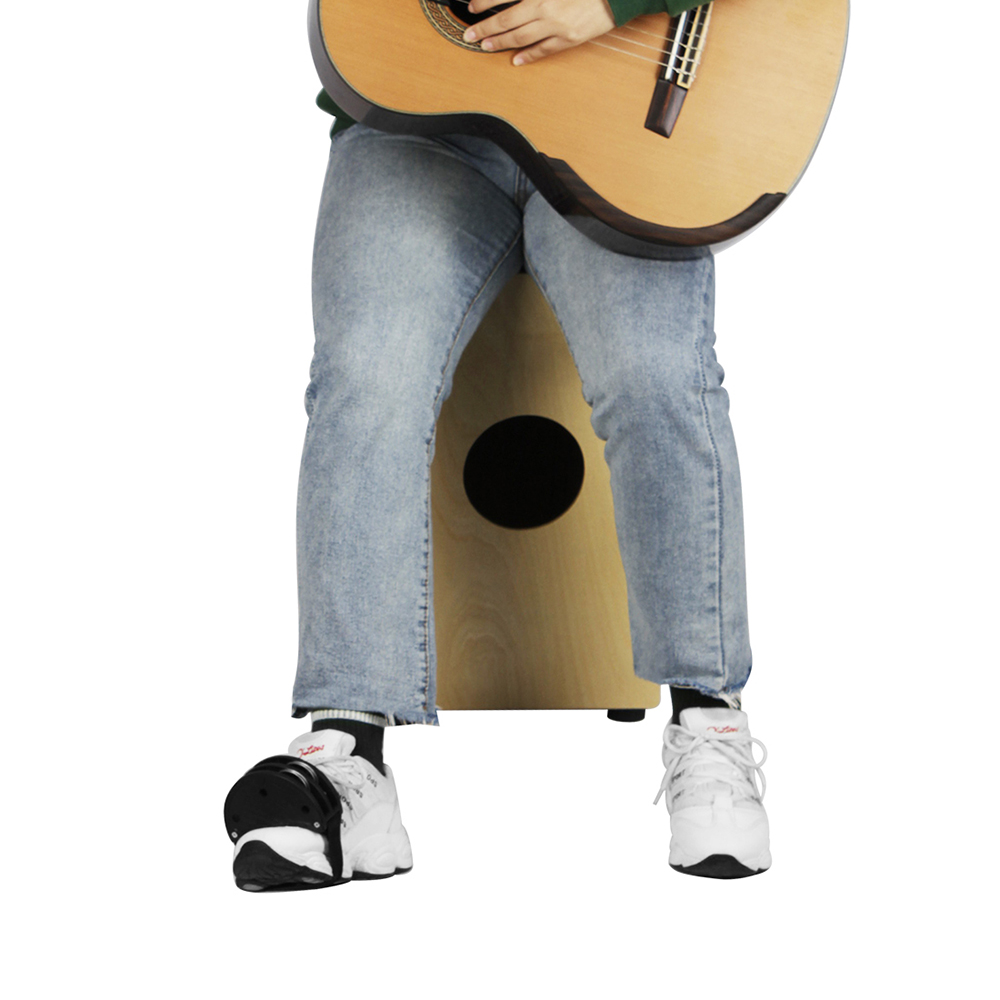 Description Picture 6 of itemOrff Black Elliptical Cajon Box Drum Foot Tambourine Drum Companion Hand Foot Jingle Tambourine Percussion Music Instrument