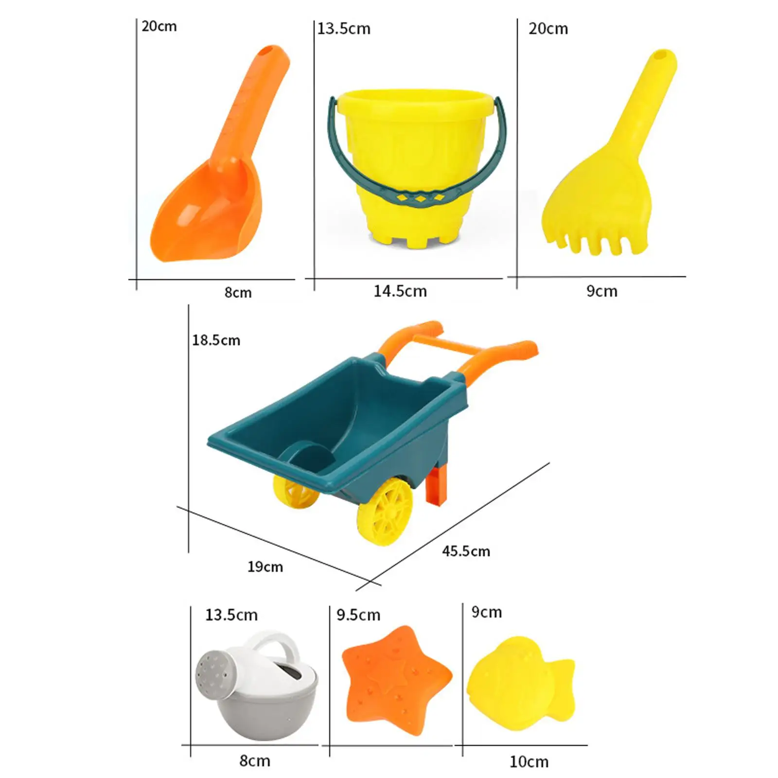 Sand Beach Toy Beach Game Toy Sandpit Toys Play Sand for Seaside Children Trolley YellowBucket