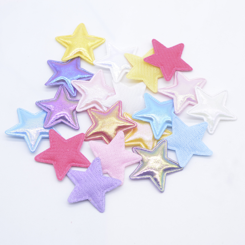 50 Stück 3 cm gepolsterte Glitzer-Stoff-Stern-Applikationen für DIY-Hut, Kleidung, Stoff, Nähen, Patches, Kopfbedeckung, Haarspangen, Schleife, Dekor-Zubehör – Detail 3