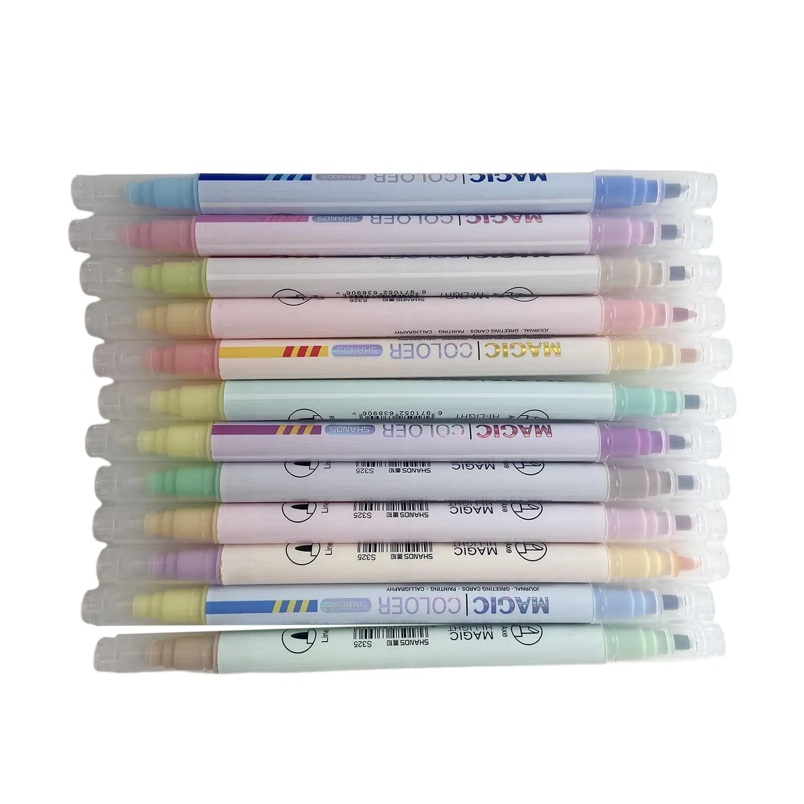 12x Marker Pens Highlighter Pen Portable Office Supplies Double Tip for Drawing Art Project Diaries Journaling Calendar Doodling