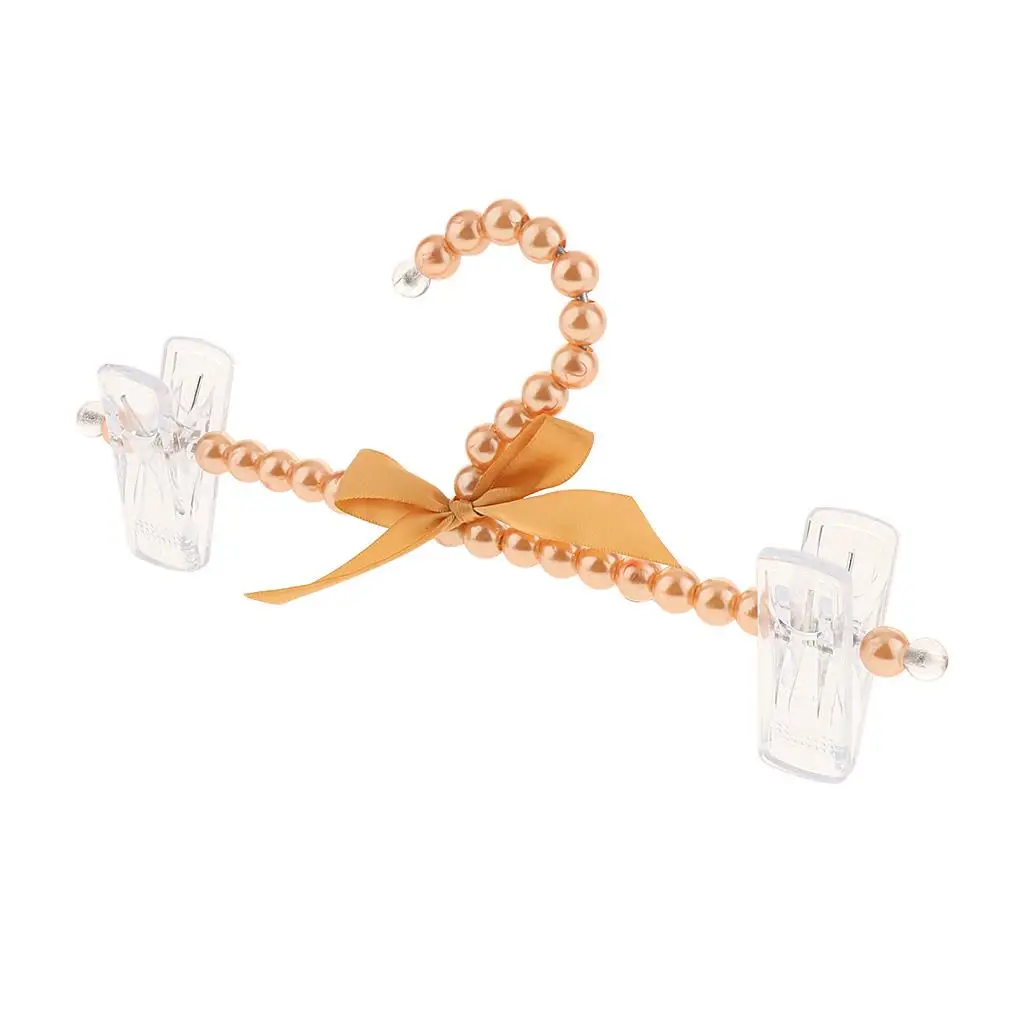 Imitation Pearl Beaded Clothes Hanger with Bow-knot Elegant Pant Rack for Girls Newborn closthes doggie dress Clothes Hanger