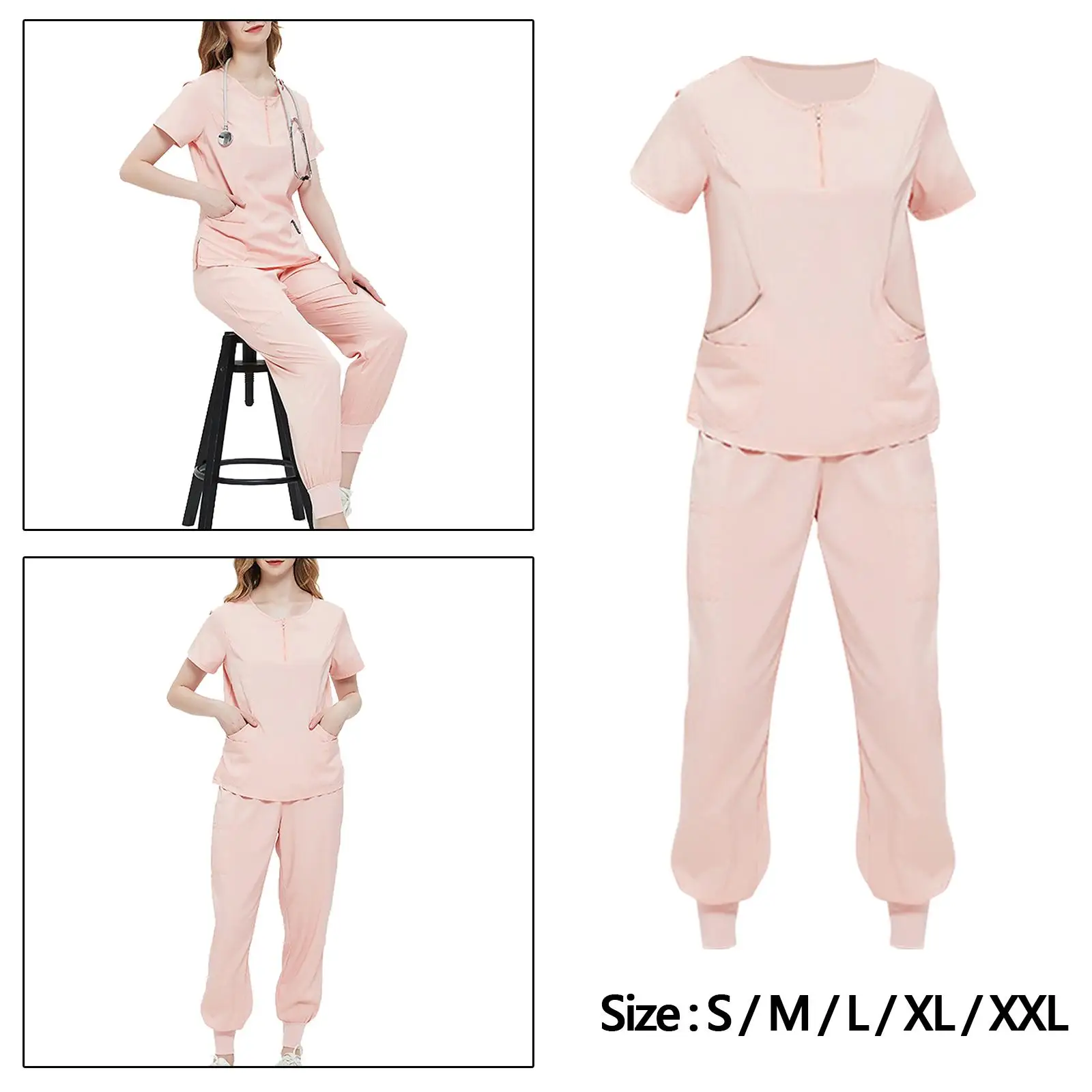 Uniforms Scrub Set Short Sleeve Nurse Top Pants Women Pink Comfortable Thin Work suits Workwear for Veterinary Pet Grooming