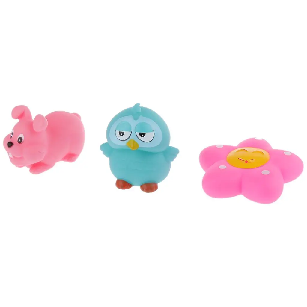 5pcs Cute Rubber Squeaky Garden Animals Plants Baby Kids Bath Toys