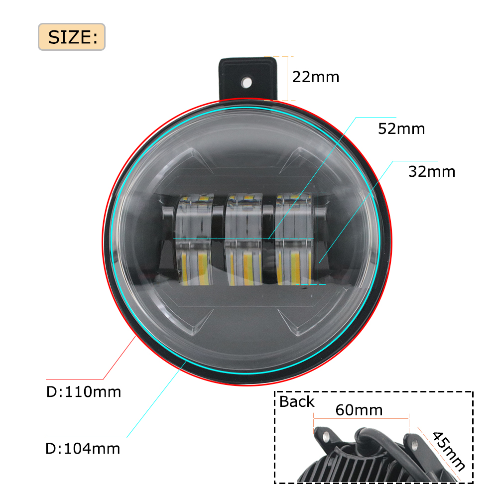 For Saturn Vue 2008 2009 2010 Upgrade Led Fog Light Assembly 40W Car PTF DRL Daytime Running Driving Lamp White / Yellow Pair detail image 4