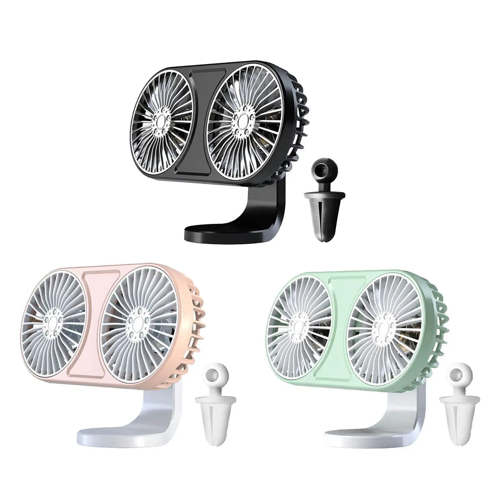 Car Fan Rechargeable with Nightlight Electric Angle Adjustable for Outdoor