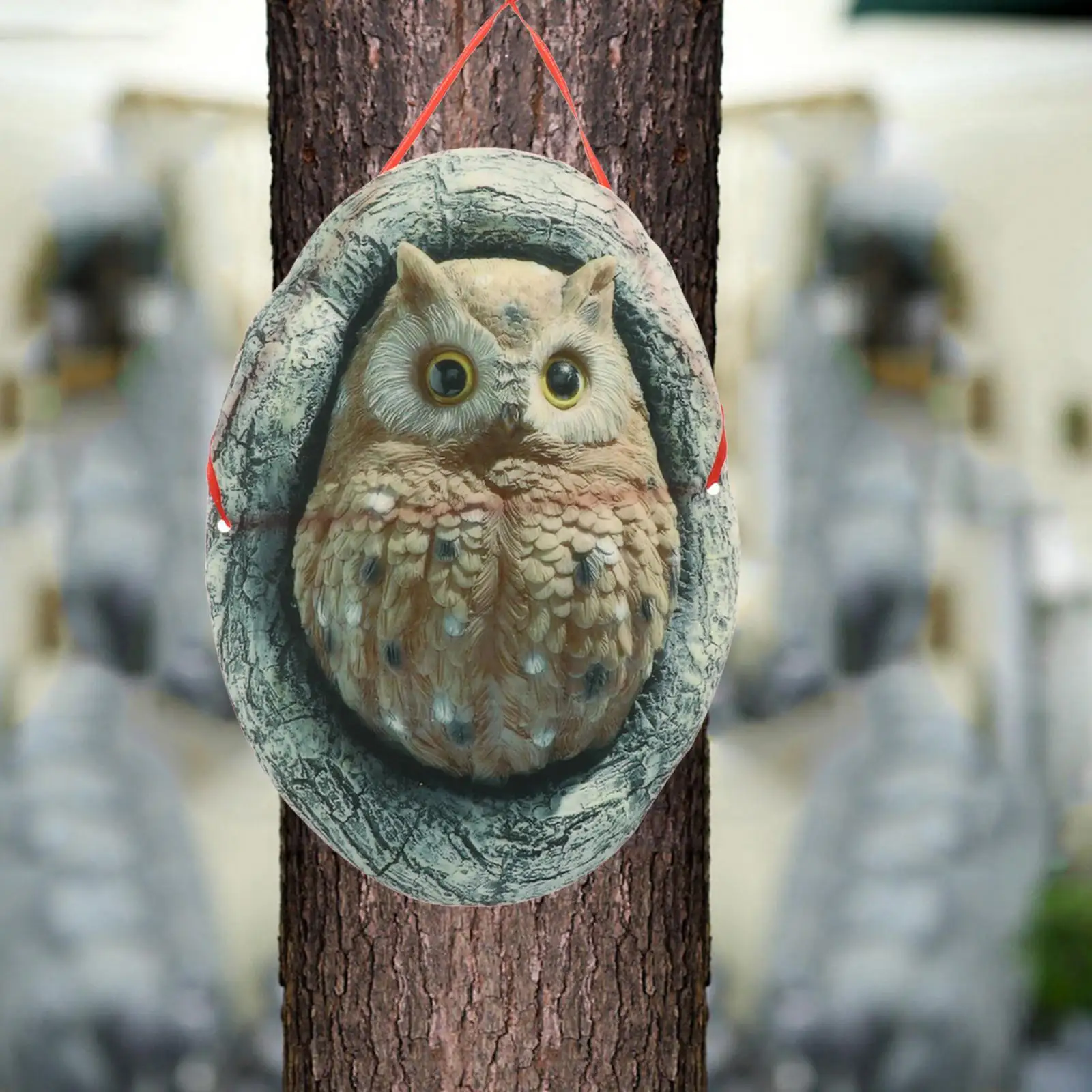 Funny Owl Ornaments Garden Statue Hanging Figurines   for Outdoor Home Artwork