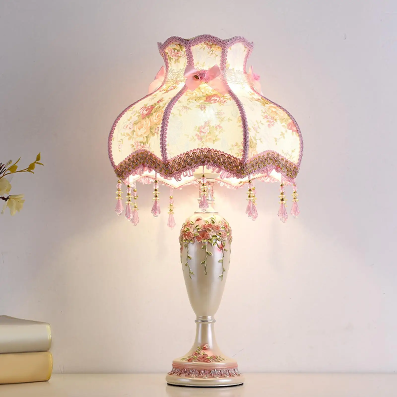 Table Lamp E27 Table Light Pastoral Reading Light for Bedroom Wedding Party
