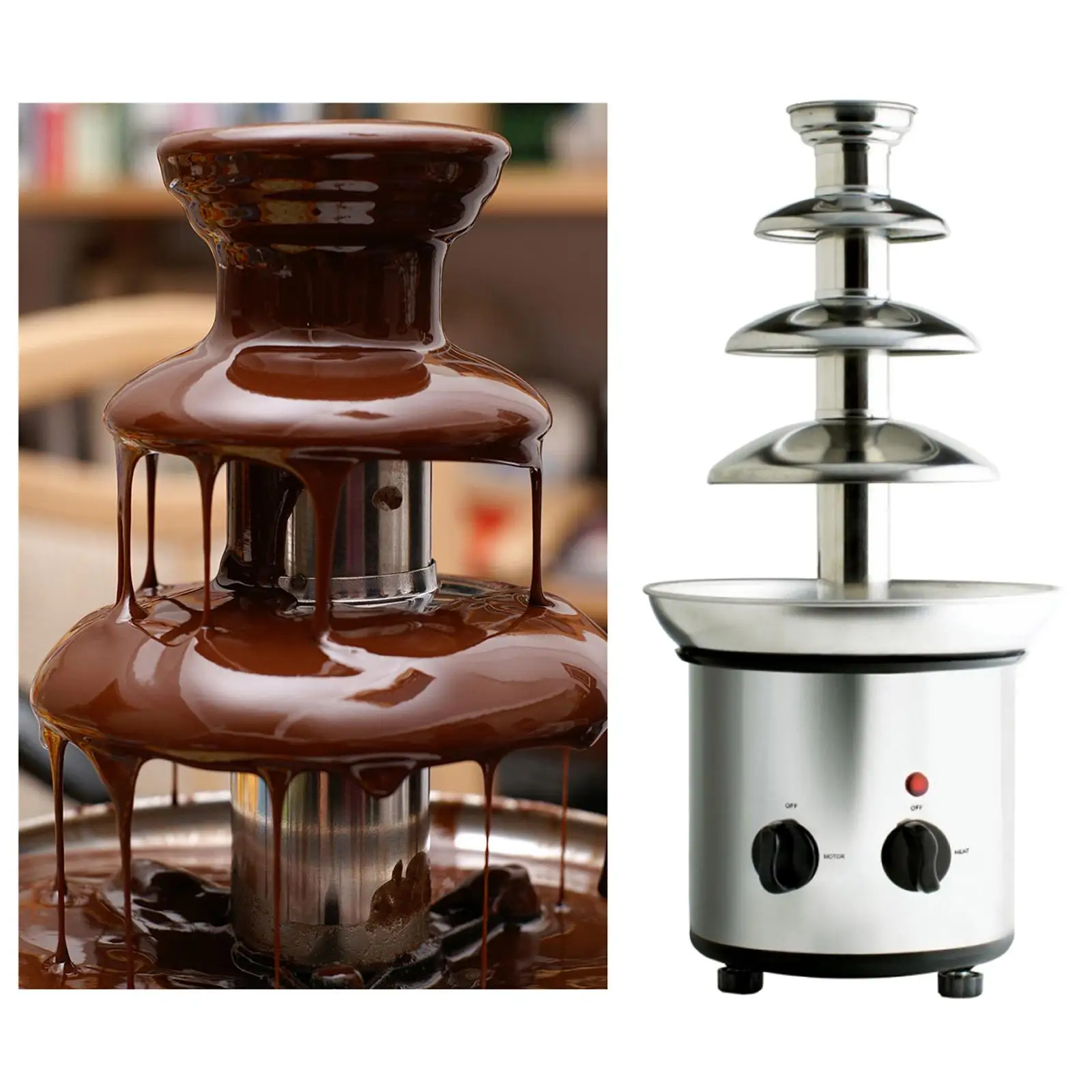 35-Ounce Stainless Steel Chocolate Fondue Fountain with Four Layers Creative Design for BBQ Sauce Ranch Liqueurs