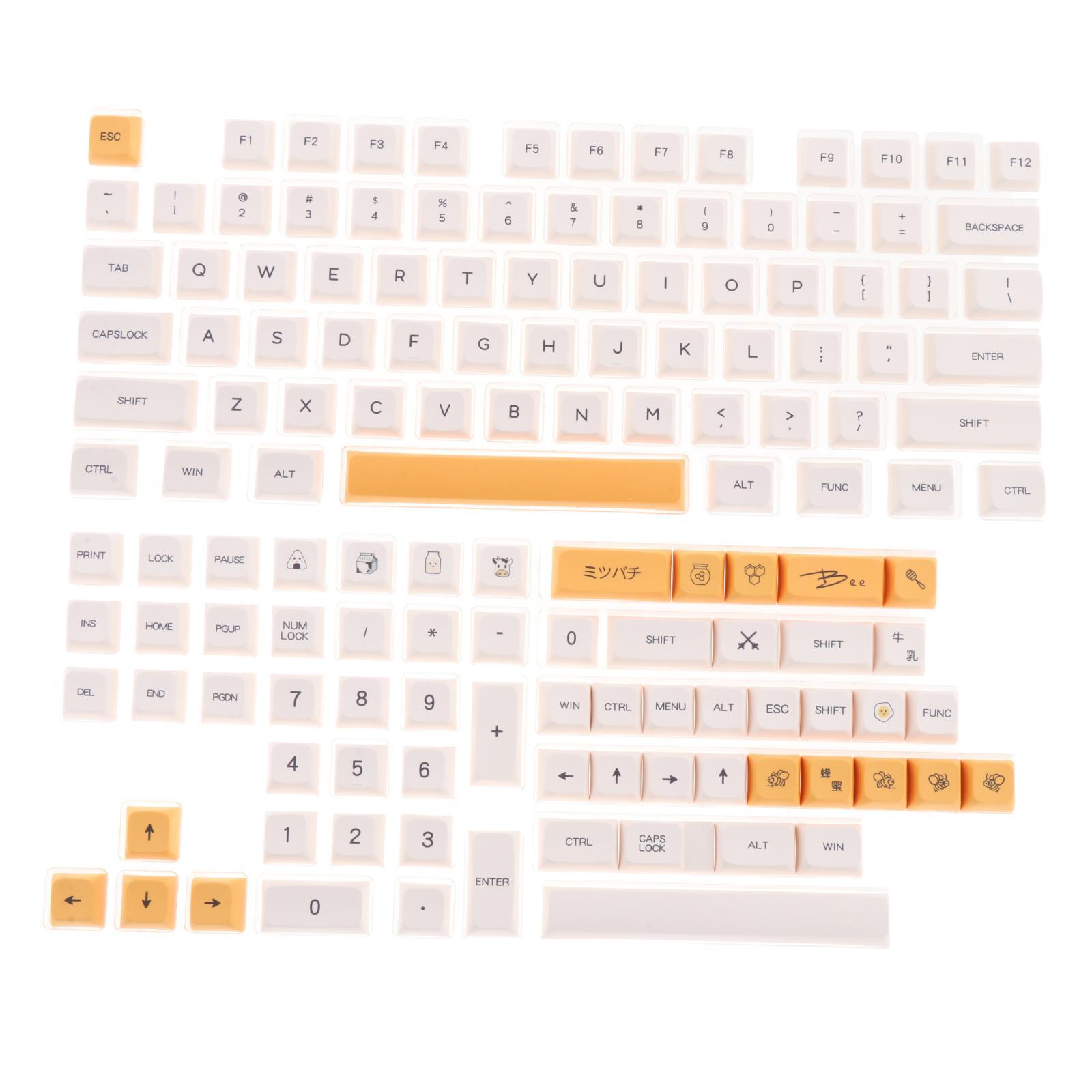 140-Key PBT Keycaps Kit Xda Profile Yellow Replacement for Mechanical Keyboards for Cherry 61/68/82 Compact Layout Keyboards