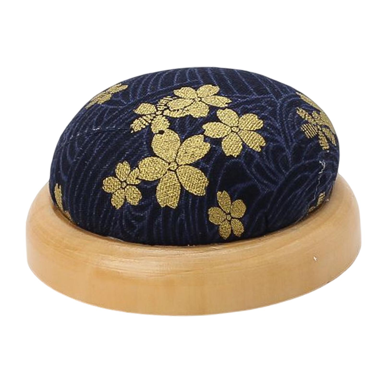 Wooden Base Sewing Needles Holder Cross Stitch Round Shaped Pincushion for Tailor Jewelry Stitch Work Crafts Projects Embroidery