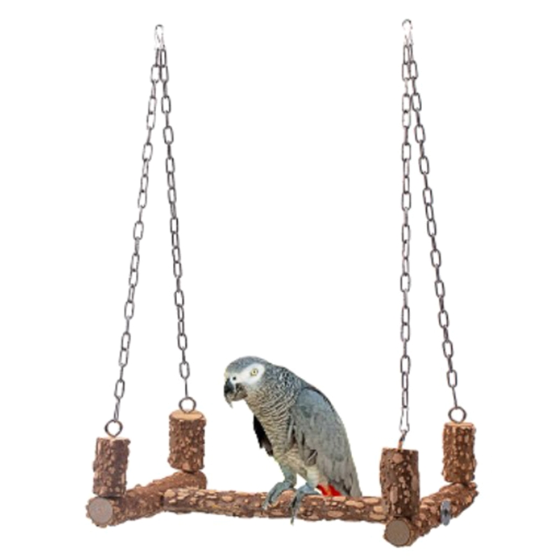 Title 10, Bird Swing for Cage 15 Inches Parrot Perch Natu...