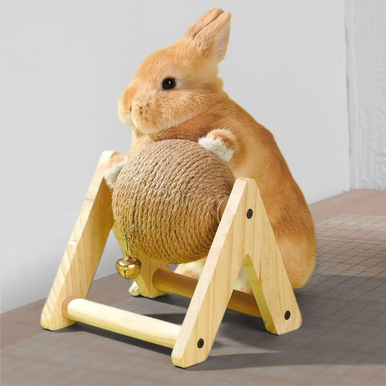 Rabbit Scratch Toy Sisal Rabbit Scratching Ball Durable Stable Interactive Toy for Small Animals Rabbits Kitty Kittens Bunnies 