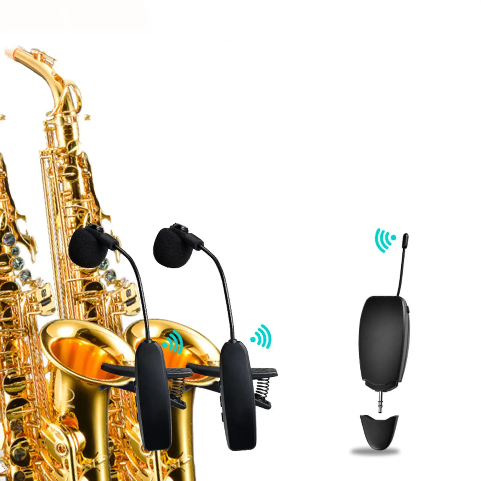 Multifunction Saxophone Microphone Sax Transmitter Durable Clip Receiver Speaker Clip On Mic for Saxophone Cornet Performance
