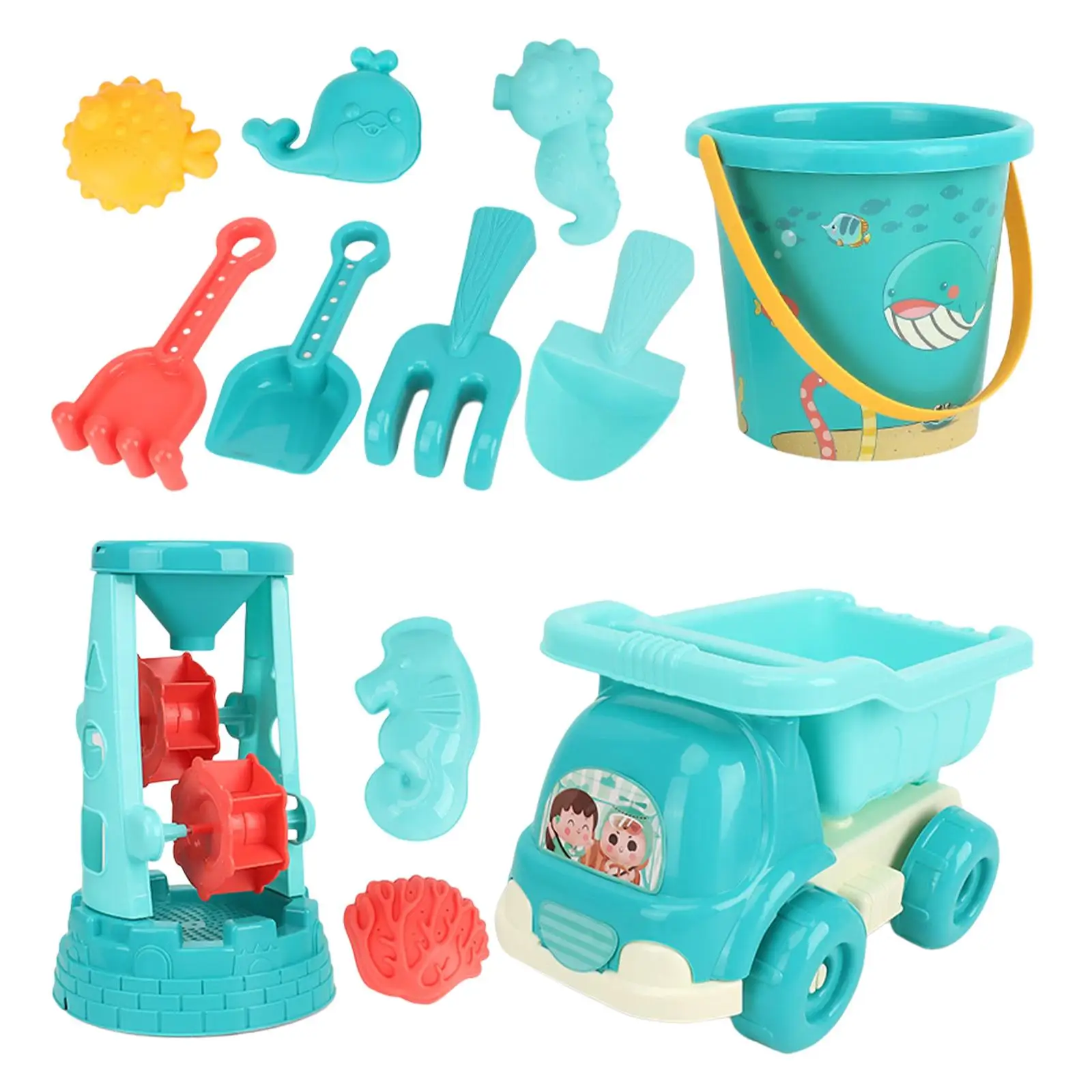 Sand Toy Set Educational Toys 13x with Beach Bucket Kids Bathing Toy for Outdoor Bathroom Toy Party Favors Birthday gift