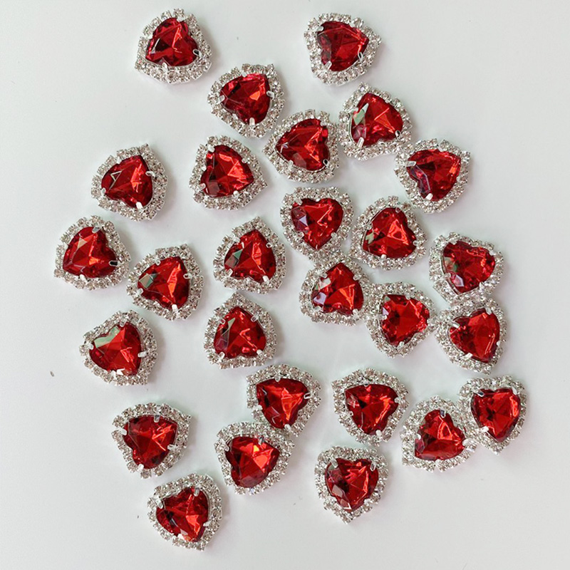 Best of 5 / 10Pcs Christmas Red Love-Heart Nail Art Rhinestone 12.5*13.5mm Flatback Red Diamond Nail Charms 3D Alloy Metal Heart Rhineston Reviews & Tips