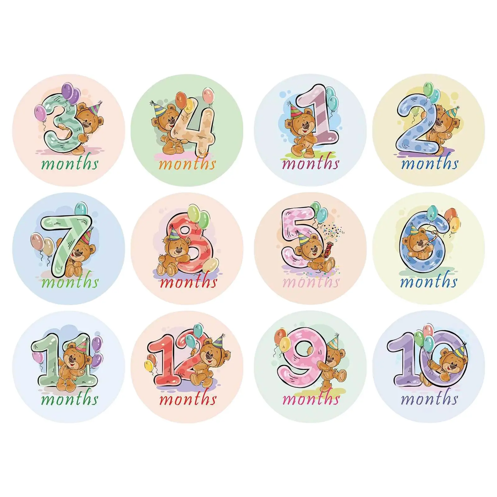 12 Pieces Baby Monthly Stickers Boys Girls Milestone Stickers Animals Baby Shower