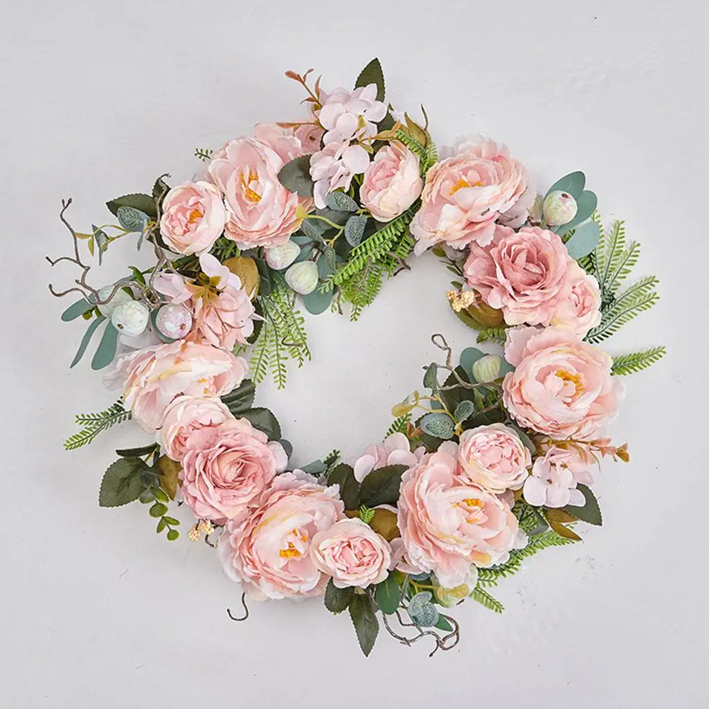 Artificial Peony Wreath Flower Garland Front  Round Wreath for Wedding