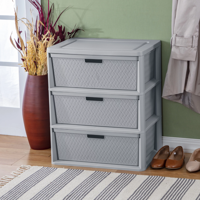 Sterilite Gray Weave 3-Drawer Storage Cart