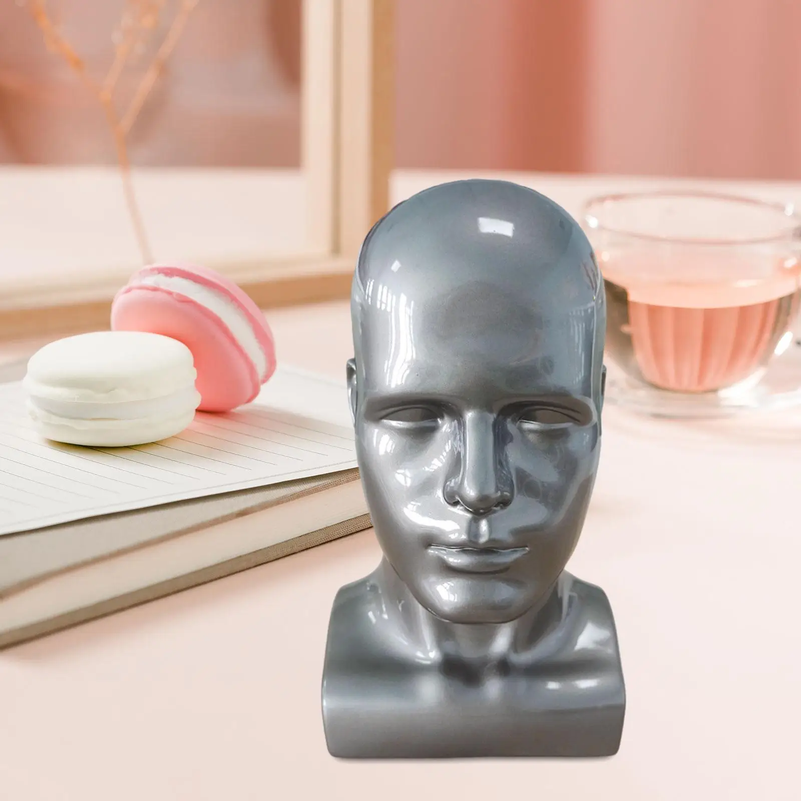 PVC Mannequin Male Head Model Beauty Styling Tool for Displaying Headset, Headphone Professional Home Decoration Sturdy