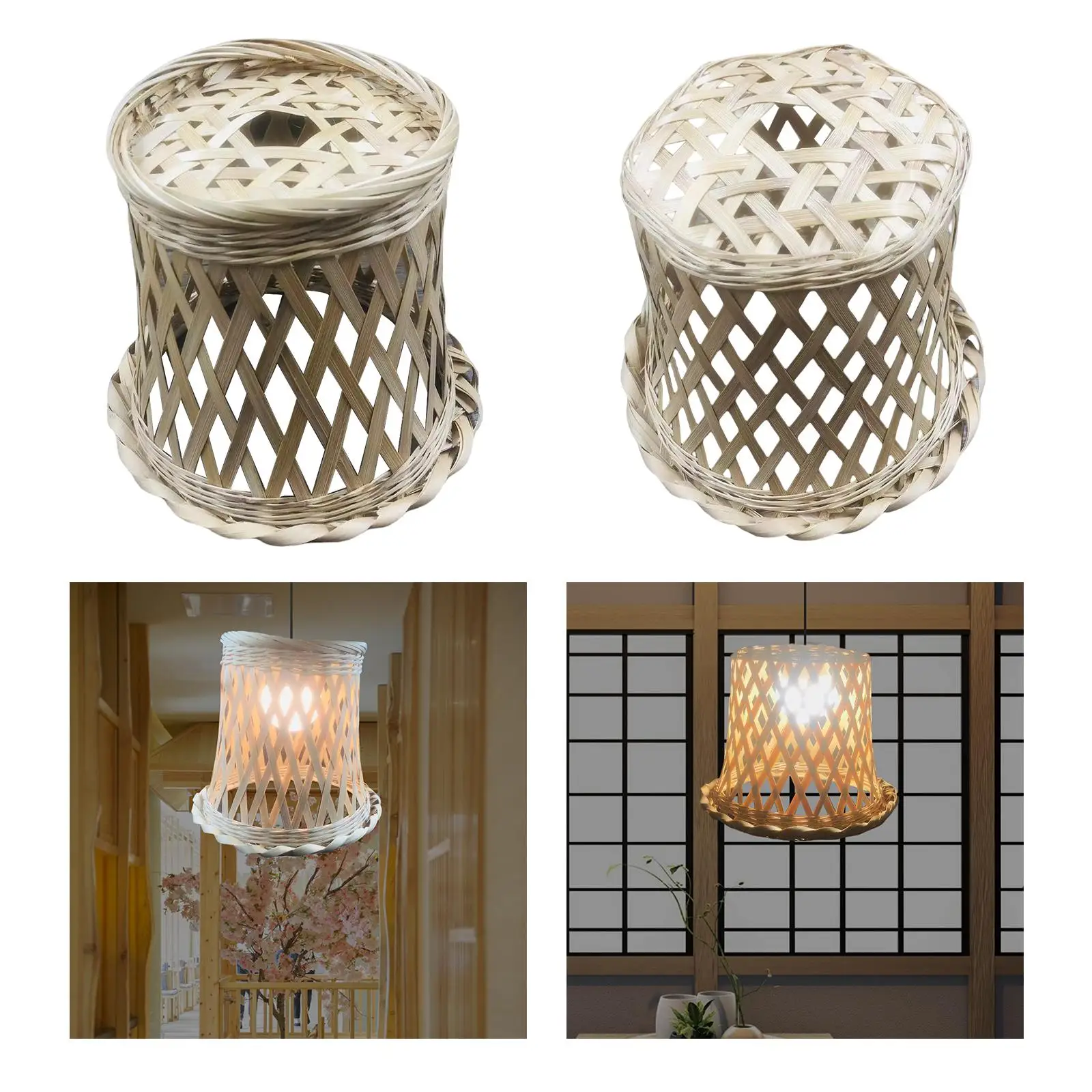 Bamboo Lamp Shade Covers LED Pendant Light for Ceiling Light Fixture Nursery Office