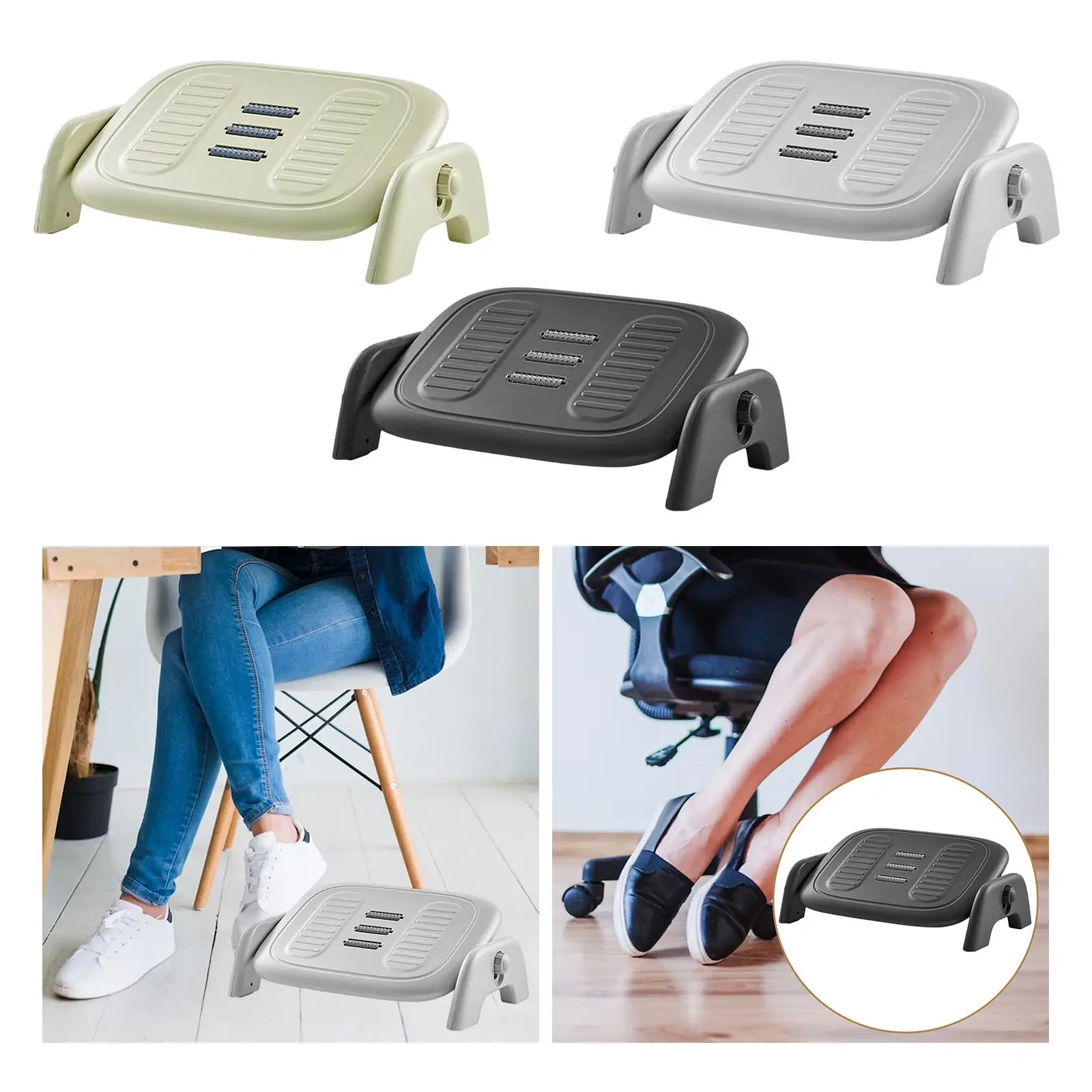 Ergonomic Foot Rest with Massage Function Non Skid Height Adjustable Adjustable Footrest Foot Rest for Home Plane Travel Work