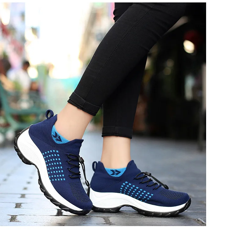 Casual Women Walking Flat Slip On Platform Sock Sneakers Shoes Plus Size 35-45 Zapatillas Mujer44_desvips.com