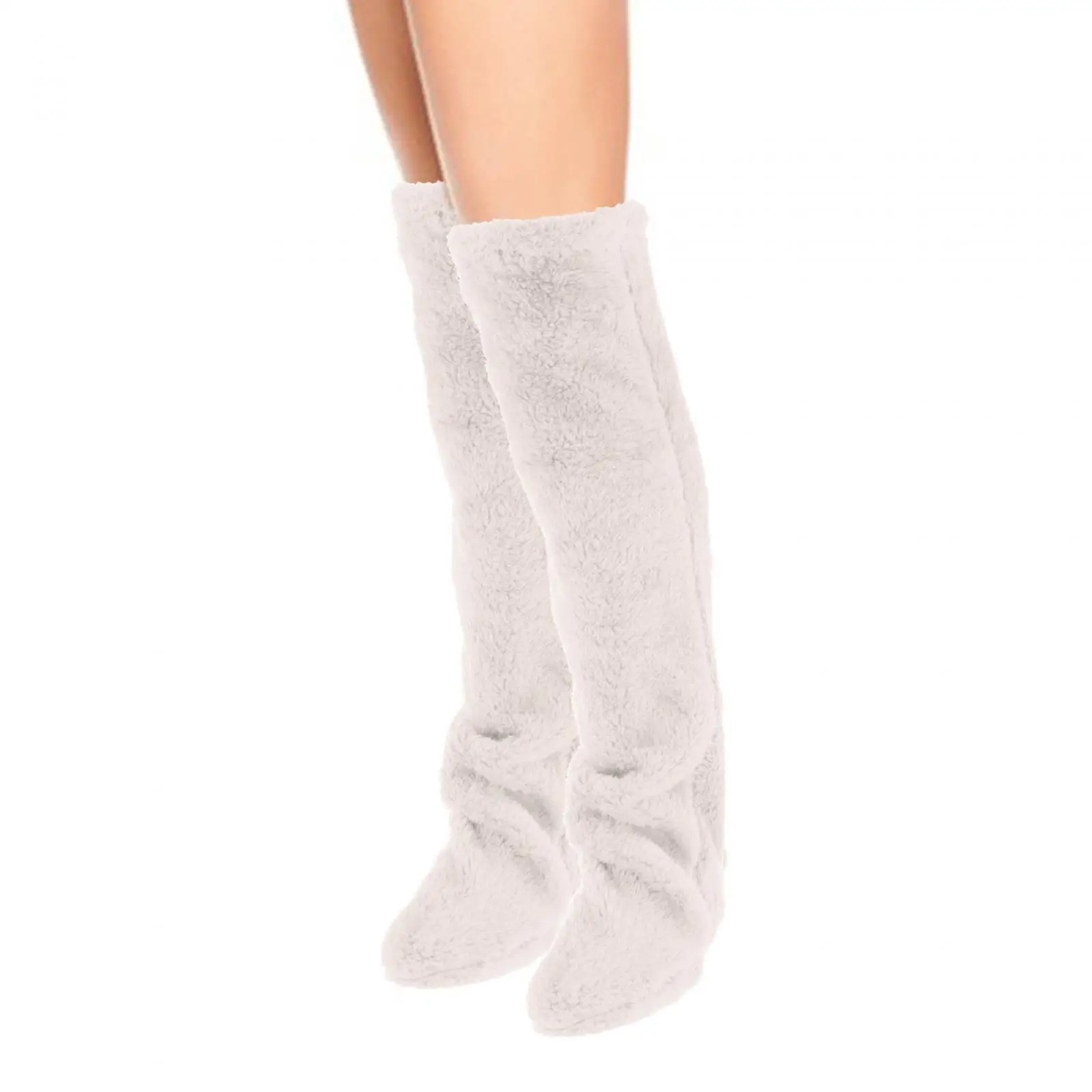 Thigh High Socks Boot Socks Stocking Long Foot Wrap Plush Leg Warmers Slipper Stockings for Office Bedroom Living Room Girl Lady