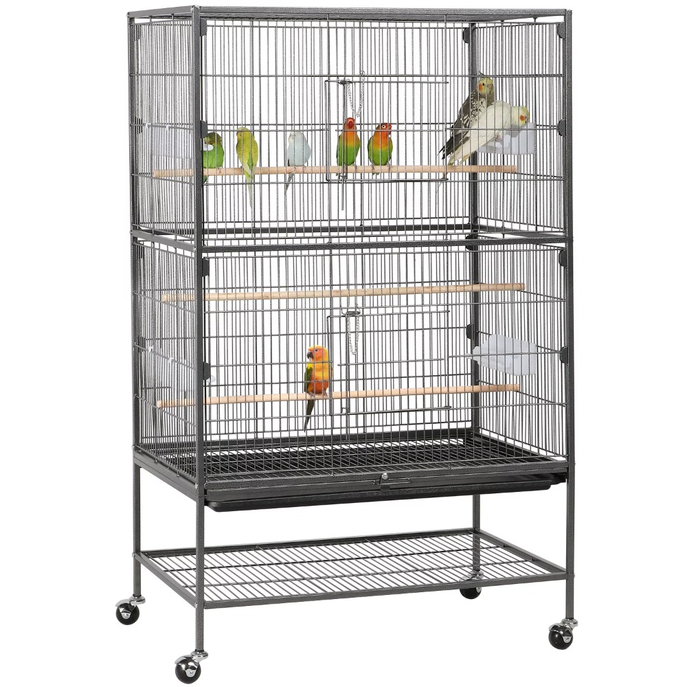 Title 1, SmileMart Metal 52" Large Rolling Bird Cage wit...