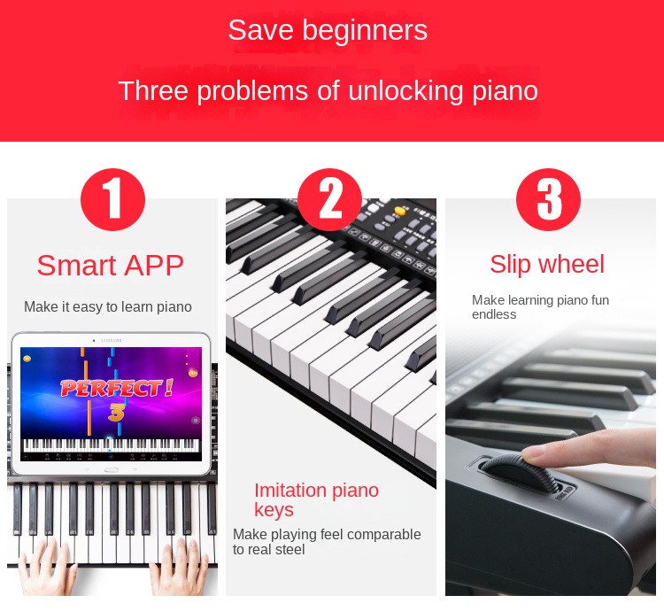 Title 8, Flexible Musical Keyboard Midi Controller 61 Ke...