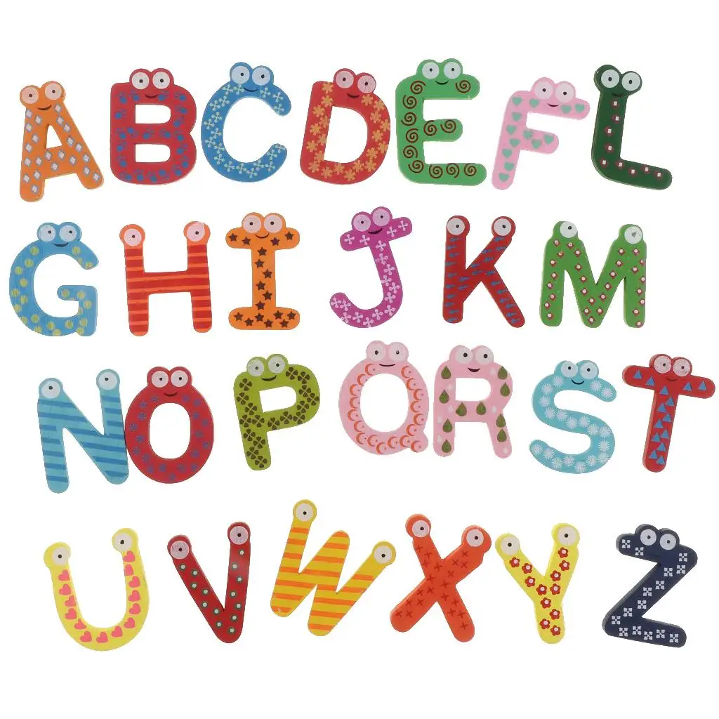 Wooden Magnetic Letters Alphabetic Fridge Magnet Alphabet Kid Education Toys
