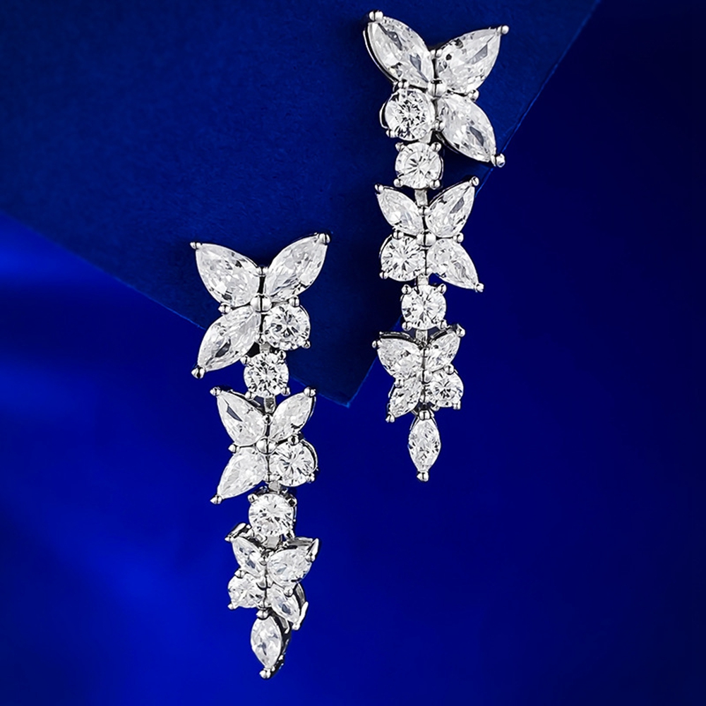 PuBang Edlen Schmuck Solide 925 Sterling Silber Marquise Cut Erstellt Moissanit Tropfen Ohrringe für Frauen Hochzeit Geschenk Großhandel – Detail 3