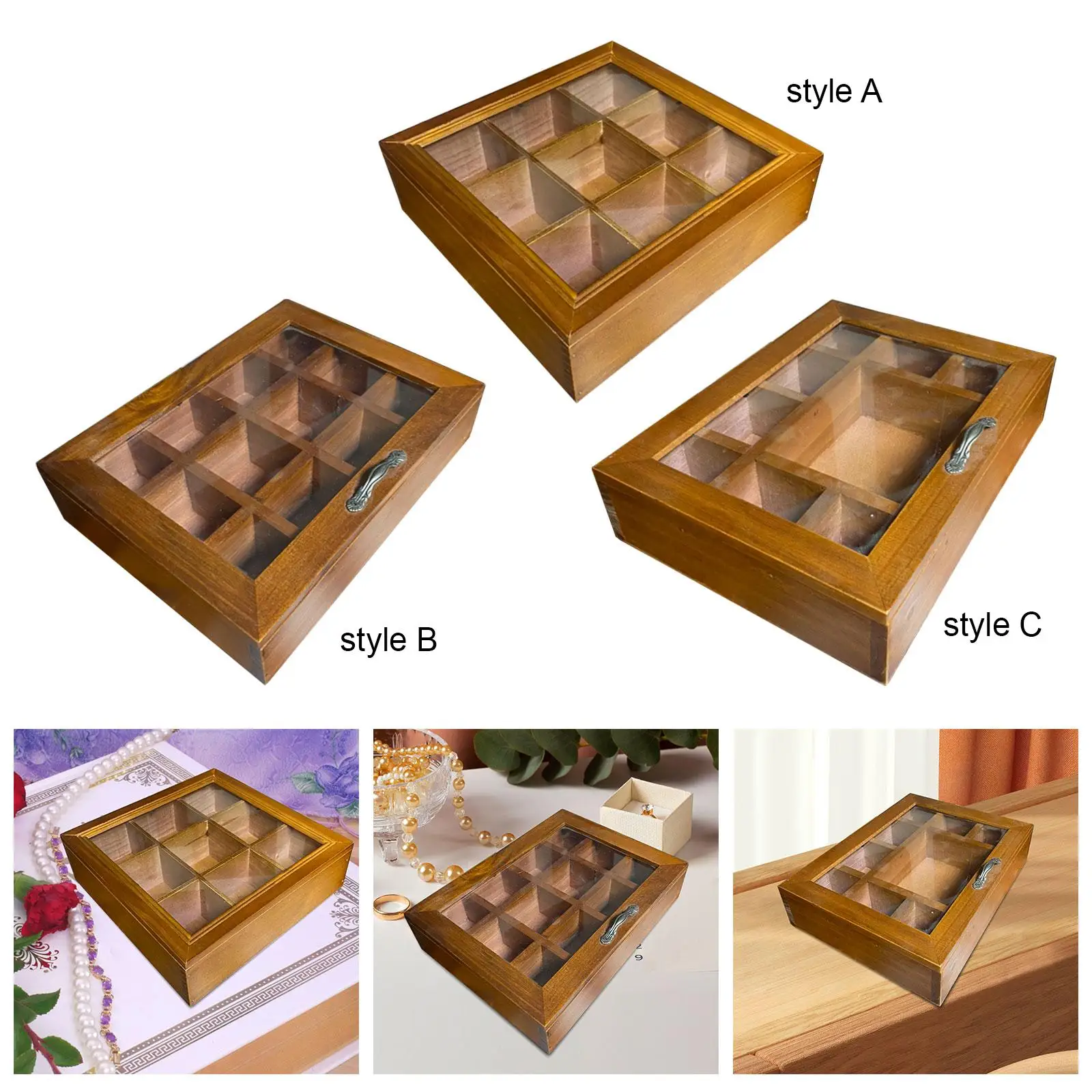 Wooden Storage Cabinet Tea Box Containers for Closets Kitchen Cabinets Cups