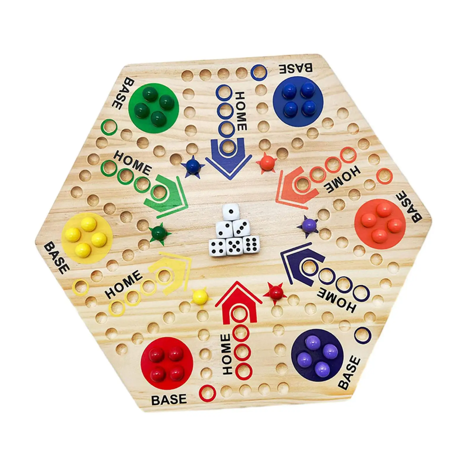 Marble Board Game 6 Dice 36 Marbles Portable 6 and 4 Players Board Game Desktop Game for Party Adults Friends Family Game Kids