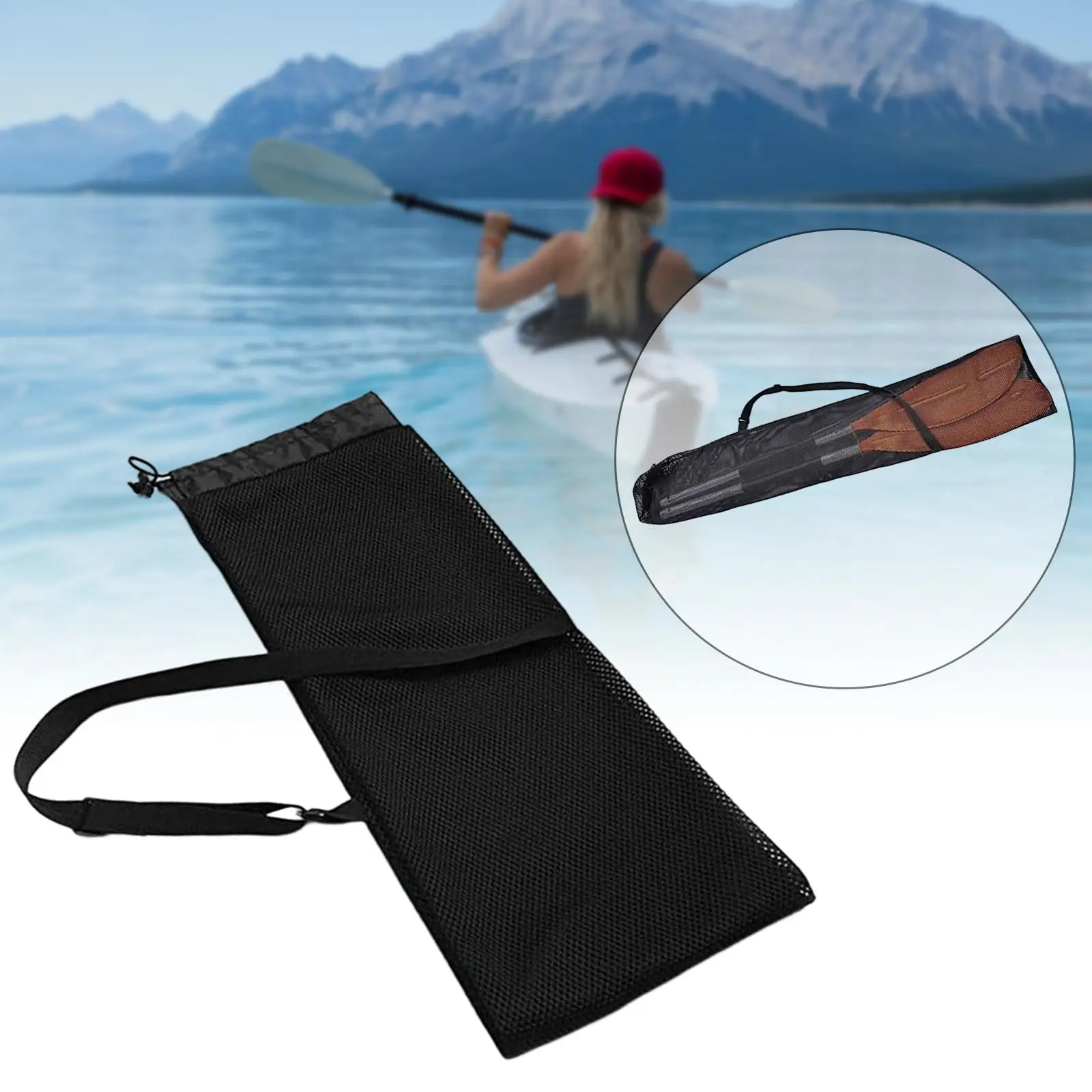 Portable  Storage Bag with Adjustable Strap Boat Paddle Carrying Bag Pouch Drawstring Mesh Case Protector Cover